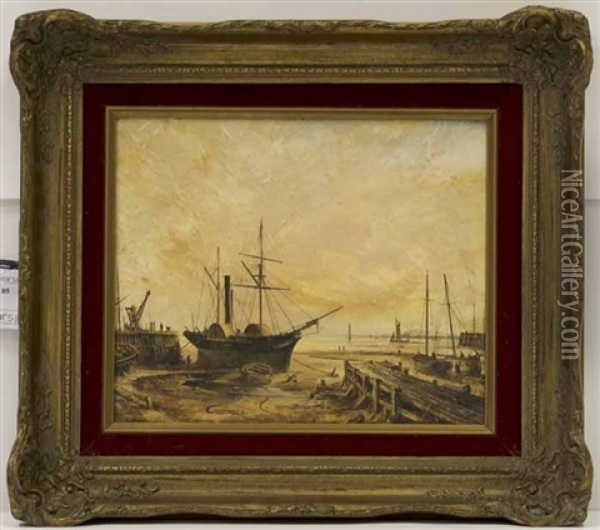 Shipyard, 1880 Oil Painting - John Linton Chapman