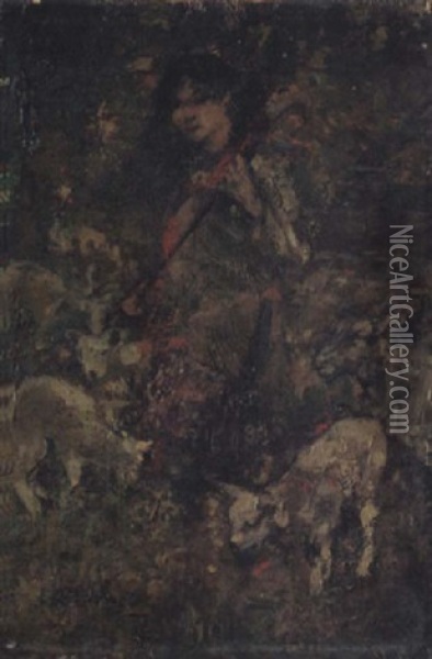 The Shepherdess Oil Painting - Edward Atkinson Hornel