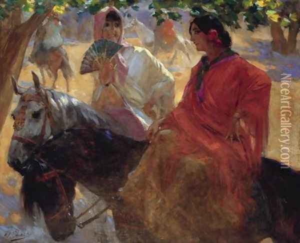 Morning Ride (El Paseo Matinal) Oil Painting - Ulpiano Checa y Sanz