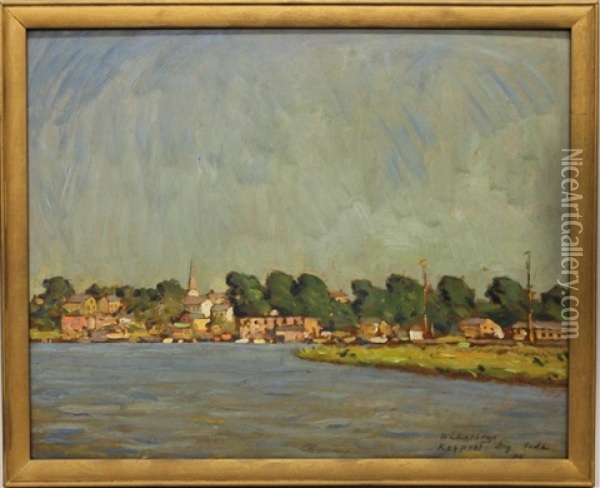Keyport, Big Tide Oil Painting - William Langson Lathrop