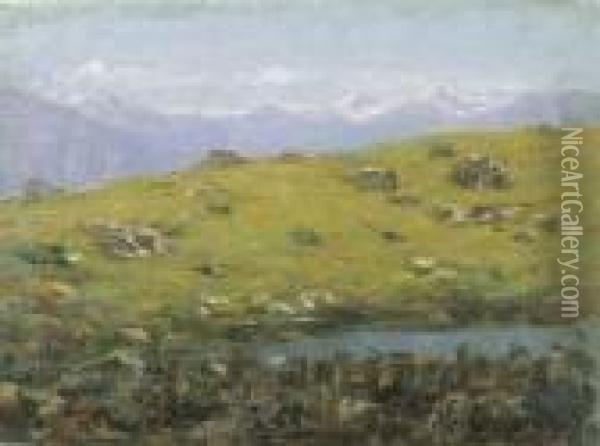 Laghetto Alpino Oil Painting - Emilio Longoni