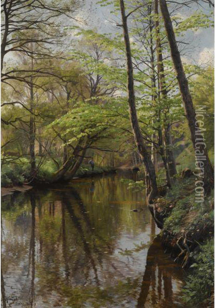 Forarsdag Vid Saeby (spring In Saeby) Oil Painting - Peder Mork Monsted