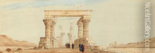 The Ruins At Karnak Oil Painting - Paul Braddon