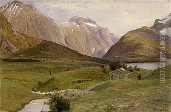 Bergslandskap Med Fjallback Oil Painting - Gustaf Rydberg