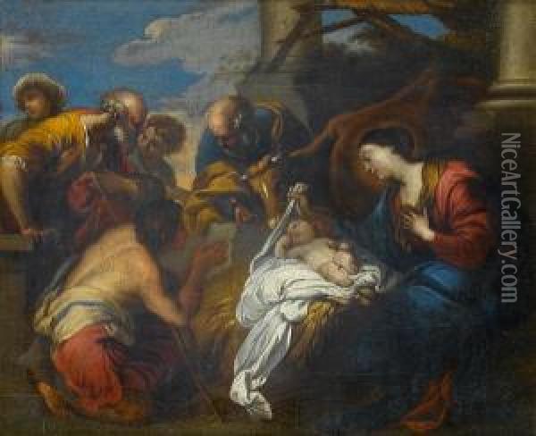 The Adoration Of The Shepherds Oil Painting - Valerio Castello