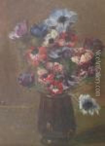 Flowers In A Vase Oil Painting - Leon Richet