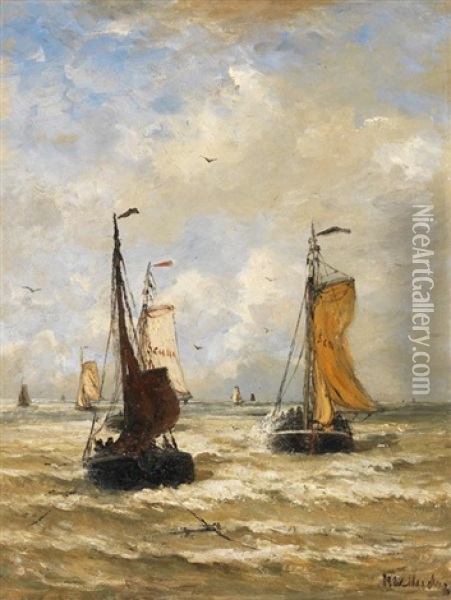 Die Ruckkehr Der Fischer Oil Painting - Hendrik Willem Mesdag