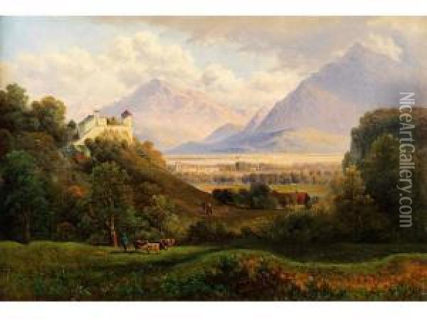 Oberbayerische Landschaft Oil Painting - Emil Barbarini