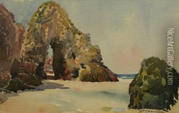 Rocky Beach Oil Painting - Thomas Leslie