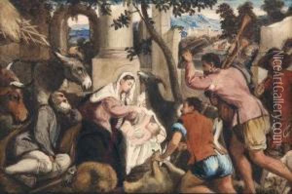 Adoration Of The Shepherds Oil Painting - Louisa Lady Waterford