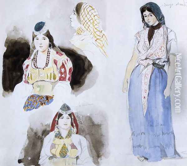 Moroccan Women 1832 Oil Painting - Eugene Delacroix