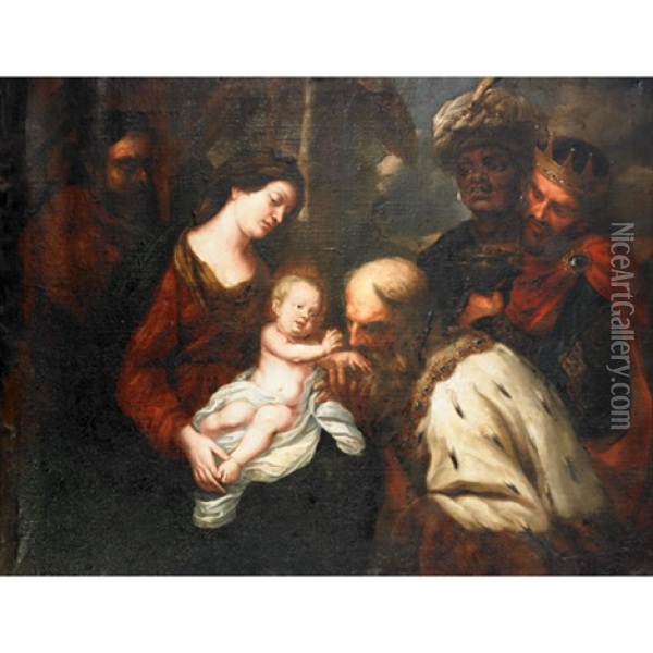 The Adoration Of The Magi Oil Painting - Orazio Ferraro