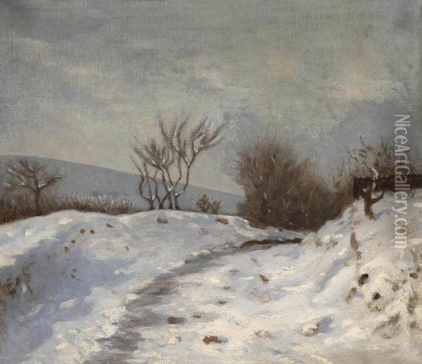 Winter Landscape Oil Painting - Menci Clemens Crncic