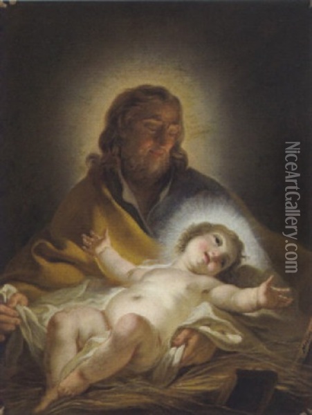 Der Heilige Joseph Mit Dem Jesusknaben Oil Painting - Joseph Melling