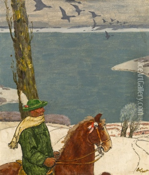 Ride In Winter (stephaniereiter) Oil Painting - Fritz Erler