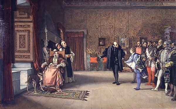 The Presentation of Don John of Austria to Charles V in c.1558, 1869 Oil Painting - Eduardo Rosales