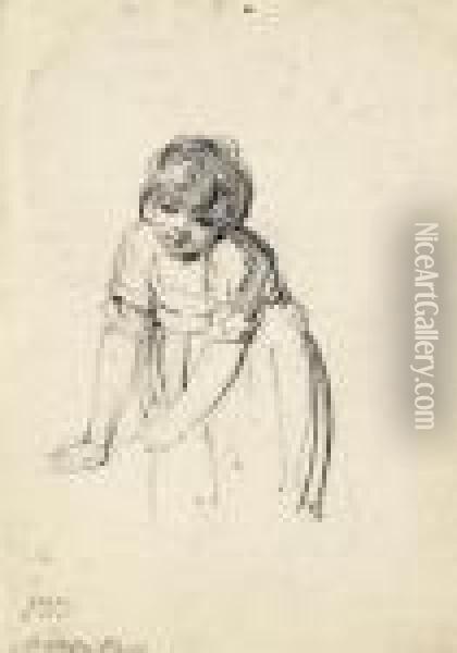 Study Of Matilda Ward As A Young Child Oil Painting - James Ward