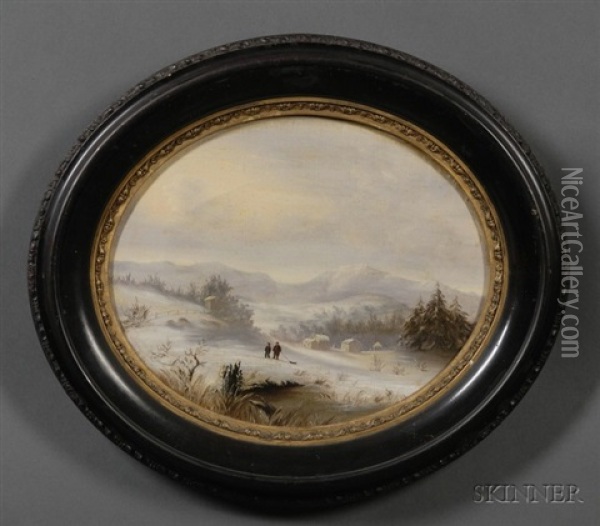 Winter Scene At Franconia Notch, New Hampshire Oil Painting - George Henry Durrie