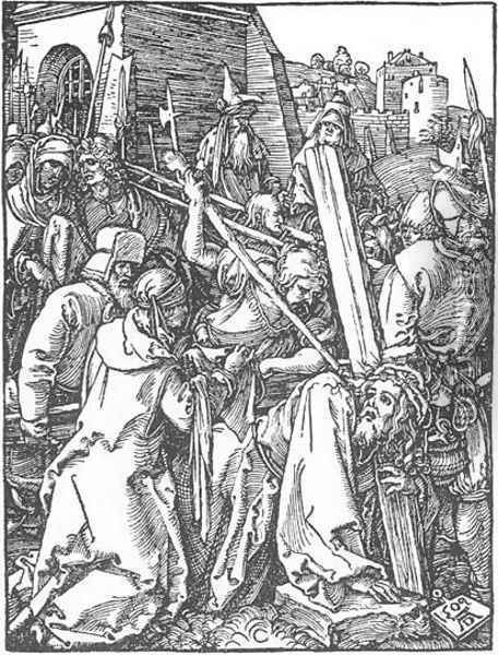 Small Passion 21. Christ Bearing the Cross Oil Painting - Albrecht Durer