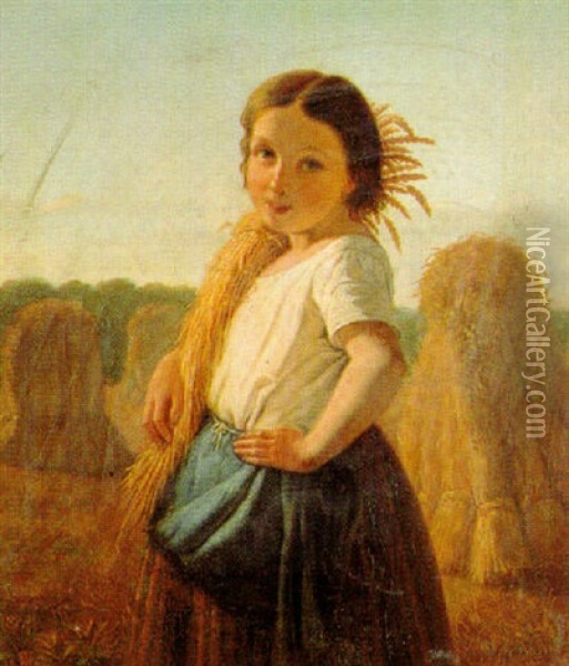 The Little Gleaner Oil Painting - Henry Lejeune