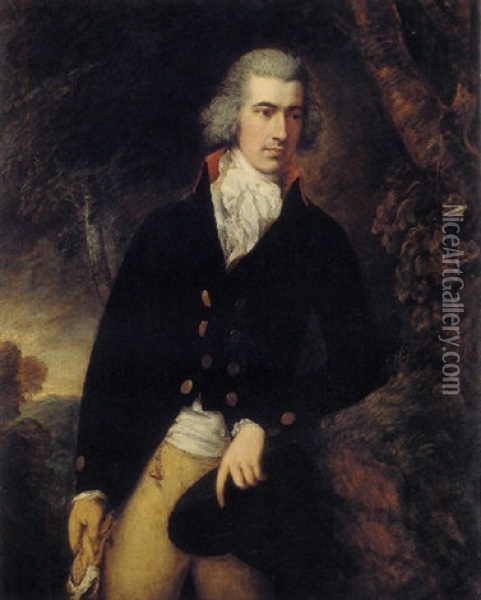 Portrait Of George Drummond In A Landscape Oil Painting - Gainsborough Dupont