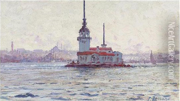 Kiz Kulesi (leander's Tower), Constantinople Oil Painting - Fausto Zonaro