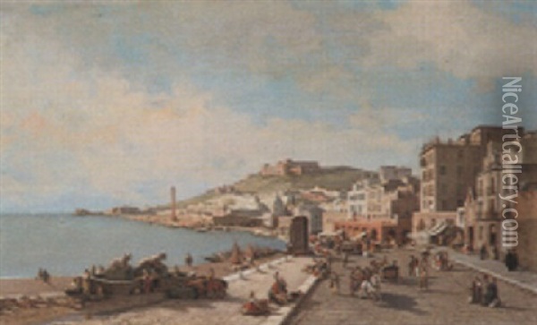 La Baie De Naples Oil Painting - Francois Antoine Bossuet