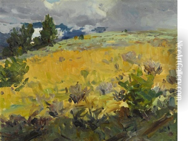 North Fork Study Oil Painting - Frank Tenney Johnson