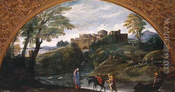 Landscape with the Flight into Egypt Oil Painting - Annibale Carracci