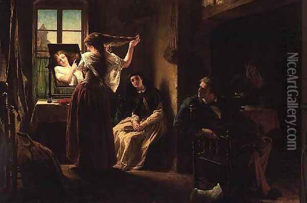 The Invention of the Combing Machine Oil Painting - Alfred Elmore