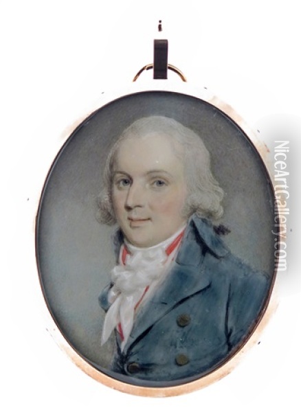 Portrait Miniature Of A Gentleman Oil Painting - Samuel Shelley