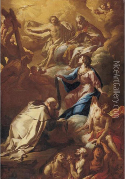 Saint Simon Stock And The Virgin Interceding For Souls In Pergatory Oil Painting - Corrado Giaquinto