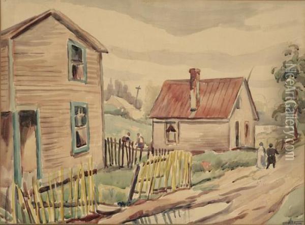 Scenes Of A Fishing Village Oil Painting - Edgar Hewitt Nye