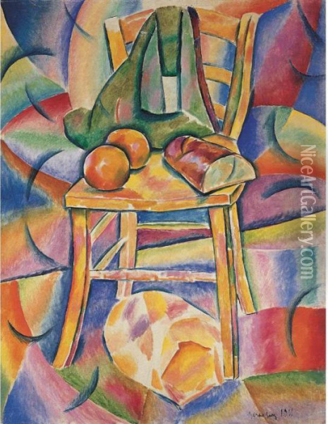 Still Life With Chair Oil Painting - Vladimir Baranoff-Rossine