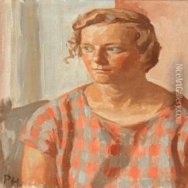 Portrait Of A Woman Oil Painting - Peter Marius Hansen
