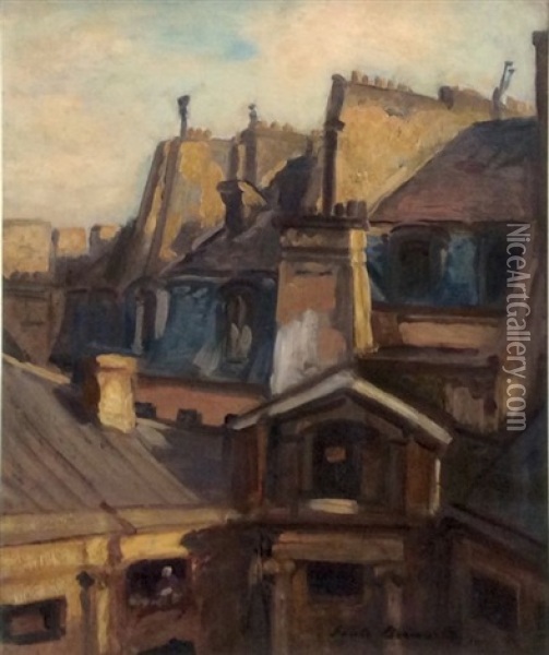 Rooftops Of Paris Oil Painting - Emile Bernard