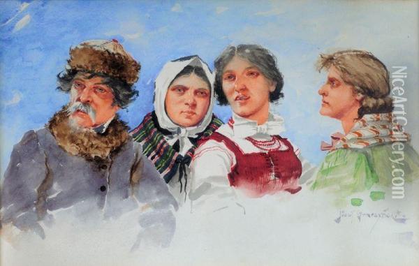 Typy Chlopskie Oil Painting - Josef Graczynski