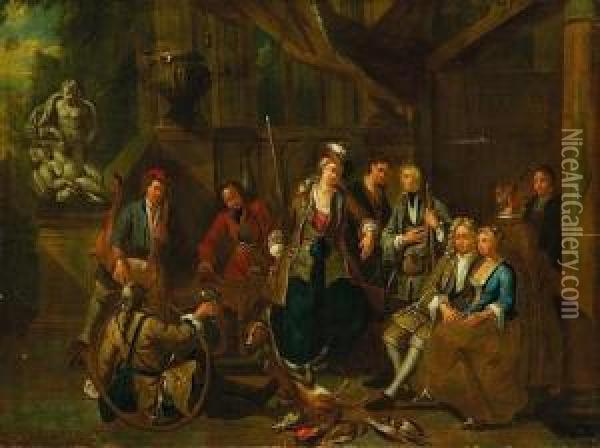 Le Retour De La Chasse Oil Painting - Jan Jozef, the Younger Horemans