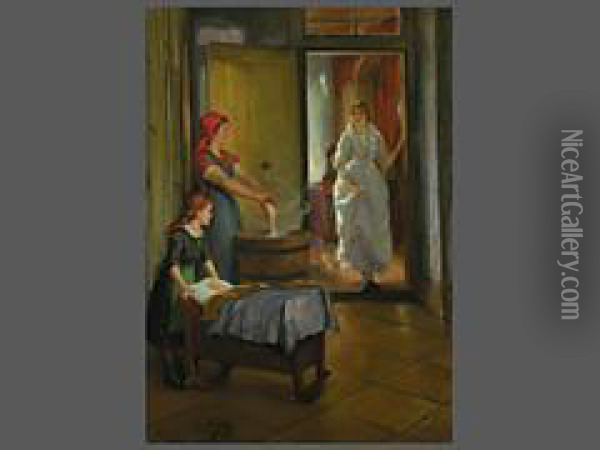 Der Familienzuwachs Oil Painting - Emil Keck