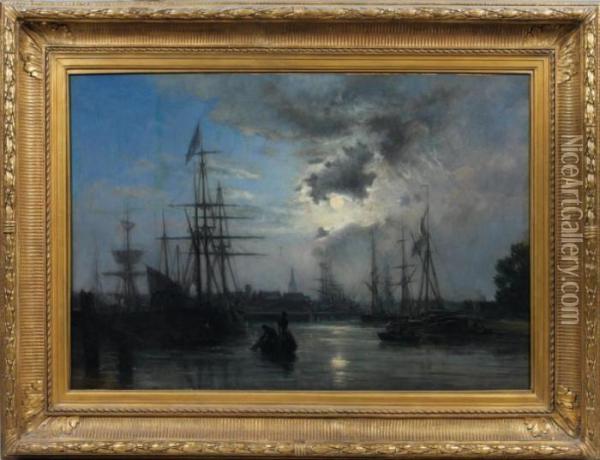 Caen, 
Le Canal, 
L'amorce Du Bassin Saint-pierre Et L'abbaye Aux Dames Oil Painting - Stanislas Lepine