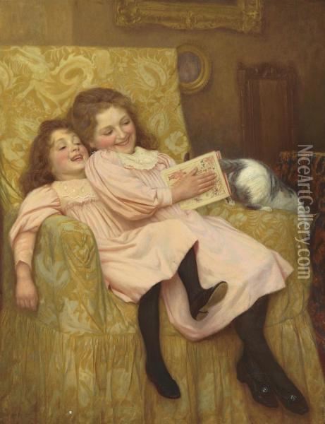 Teasing The Cat Oil Painting - William Henry Gore