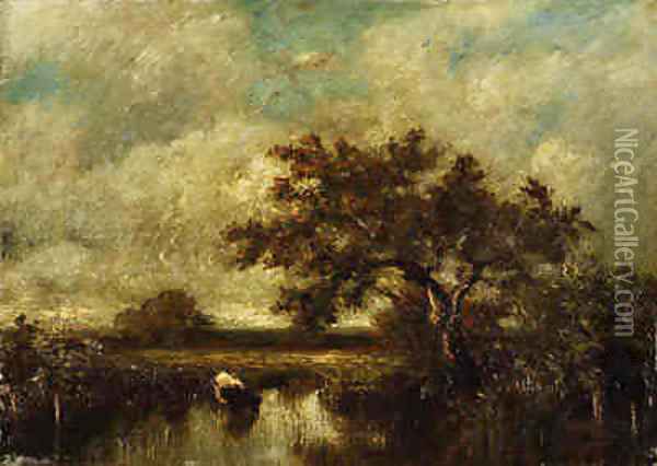 Trees in a Marsh Oil Painting - Jules Dupre