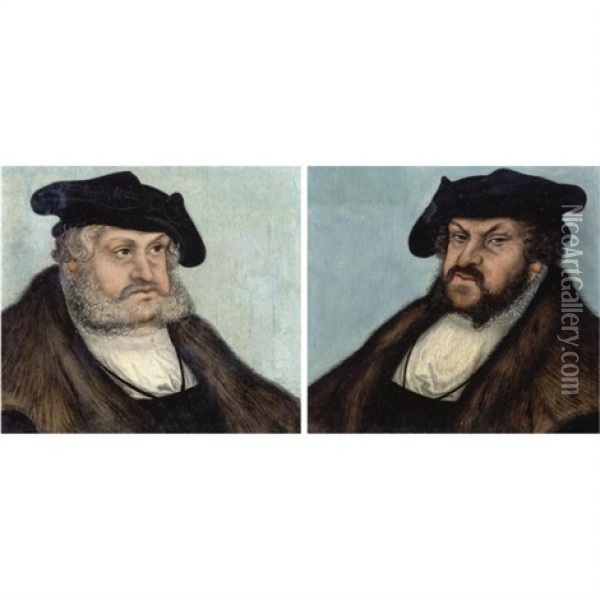 Portrait Of The Elector Frederick Iii The Wise Of Saxony (+ Portrait Of The Elector John The Steadfast Of Saxony; Pair) Oil Painting - Lucas Cranach the Elder
