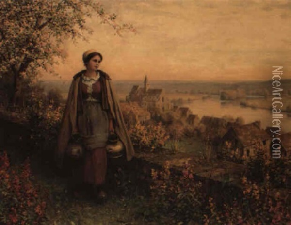 Spring-time Oil Painting - Daniel Ridgway Knight