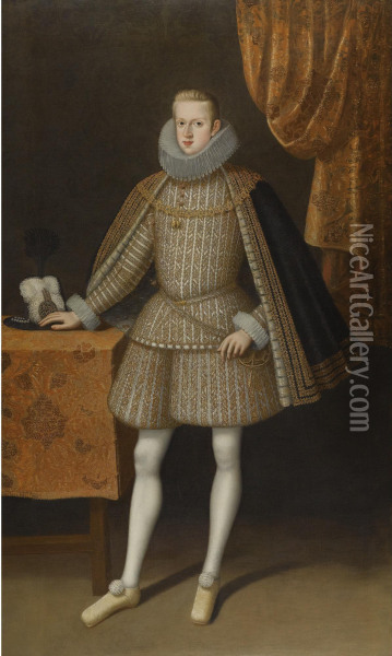 Portrait Of Philip Iv Of Spain (1605 - 1665), Full-length, Standing Beside A Table Before A Partly Draped Curtain Oil Painting - Rodrigo de Villandrando
