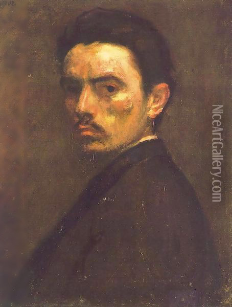 Self portrait 1902 Oil Painting - Bela Onodi