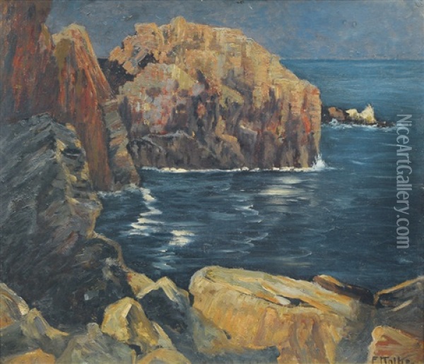 Rocky Mediterranean Coast Oil Painting - Ernst Kolbe