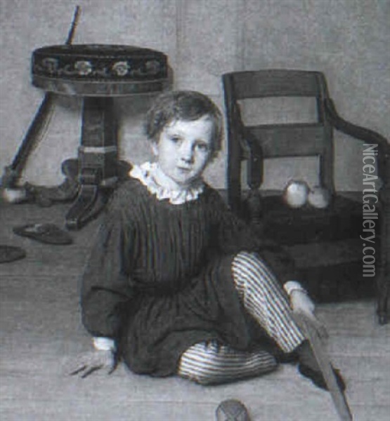 Childhood Oil Painting - Ludwig August Smith