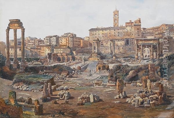 The Forum, Rome, A Pair Oil Painting - Stefano Donadoni