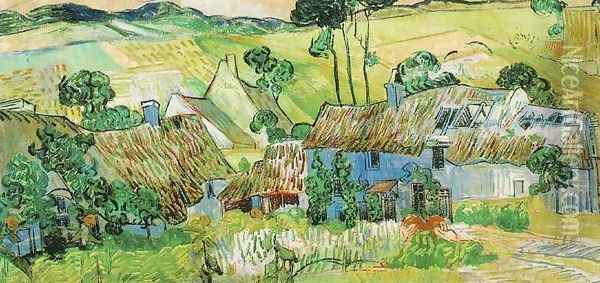 Thatched Cottages By A Hill Oil Painting - Vincent Van Gogh